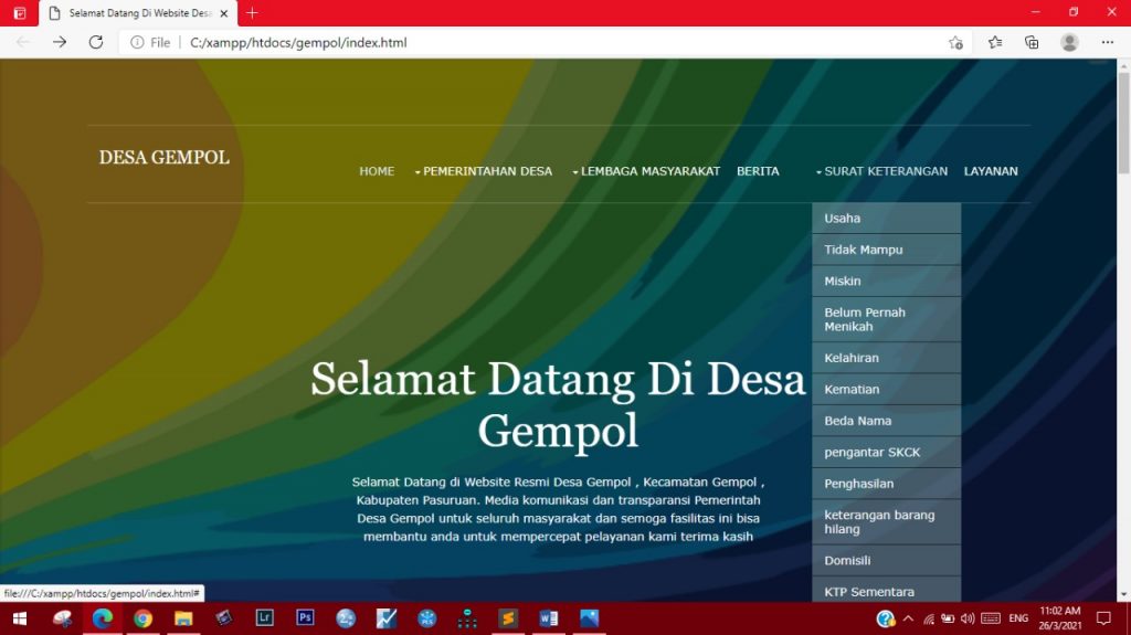 Pembuatan Sistem Informasi Berbasis Web Pelayanan Desa Gempol Mahasiswa